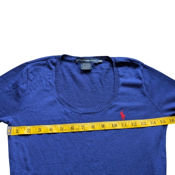 Ralph Lauren Sport Sweater Merino Wool Fine Knit Royal Blue Women's size Medium - Picture 11 of 12